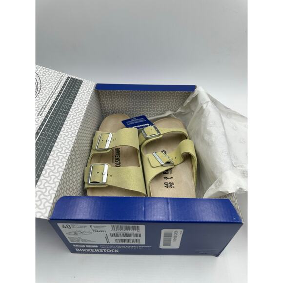 Birkenstock Arizona BS Leather Green Popcorn Shimmering Sandal Narrow Women's 40 - Picture 3 of 10